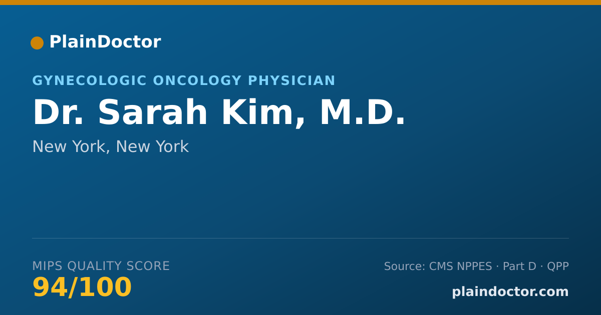 Shareable card for Sarah Kim, M.D. - Gynecologic Oncology Physician, New York, NY