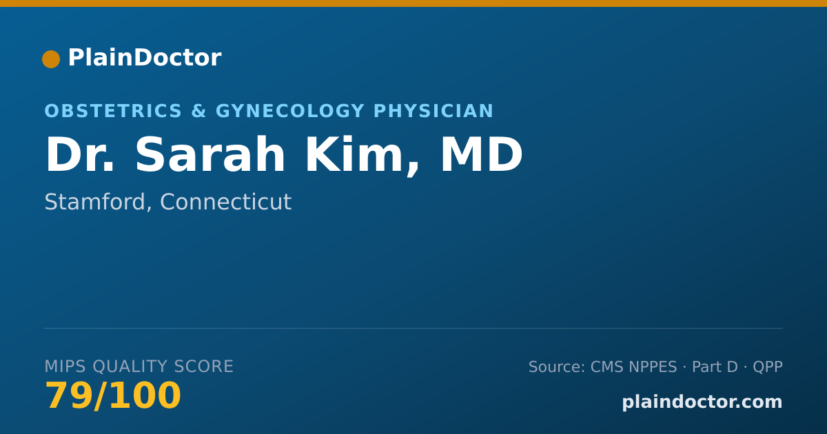 Shareable card for Sarah Kim, MD - Obstetrics & Gynecology Physician, Stamford, CT