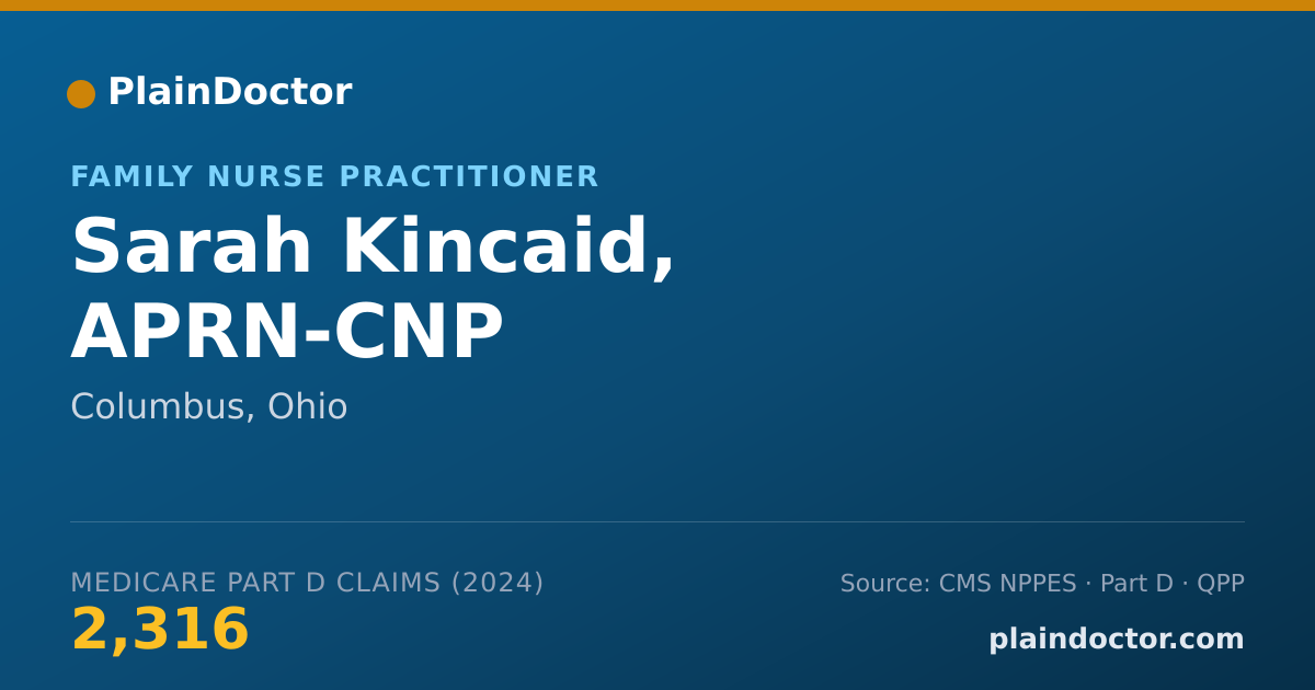 Shareable card for Sarah Kincaid, APRN-CNP - Family Nurse Practitioner, Columbus, OH
