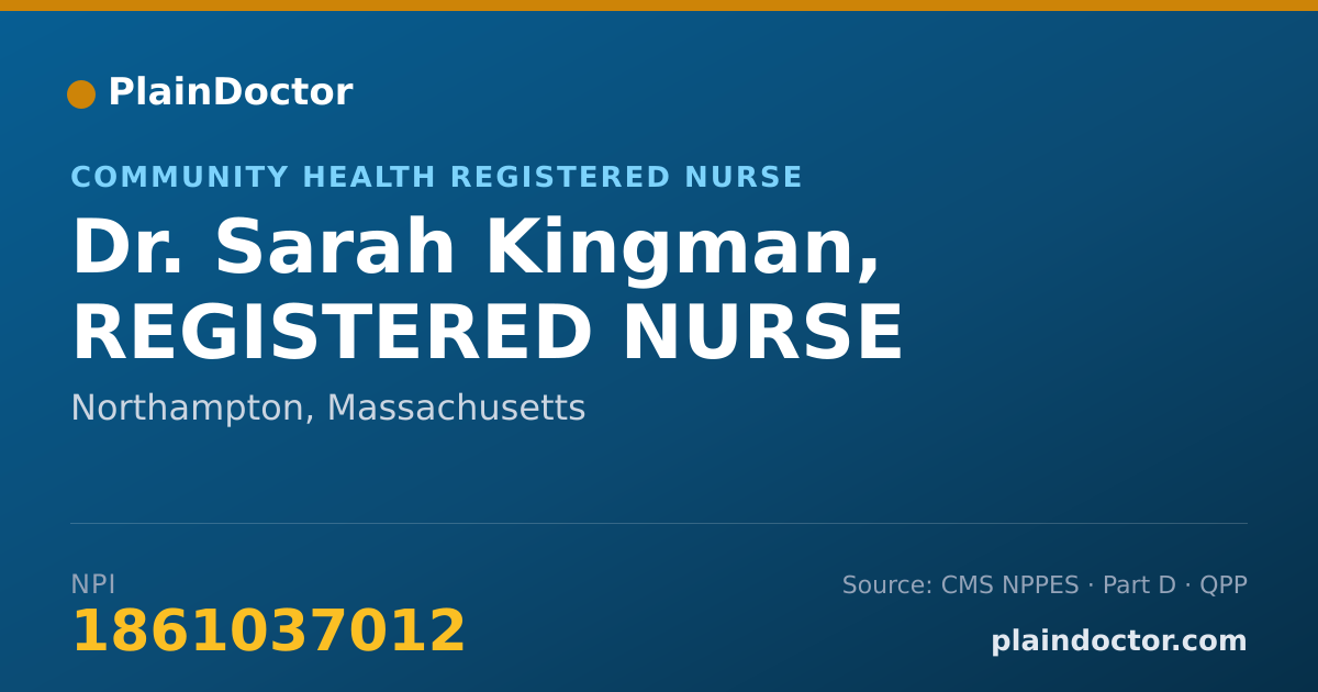 Shareable card for Sarah Kingman, REGISTERED NURSE - Community Health Registered Nurse, Northampton, MA
