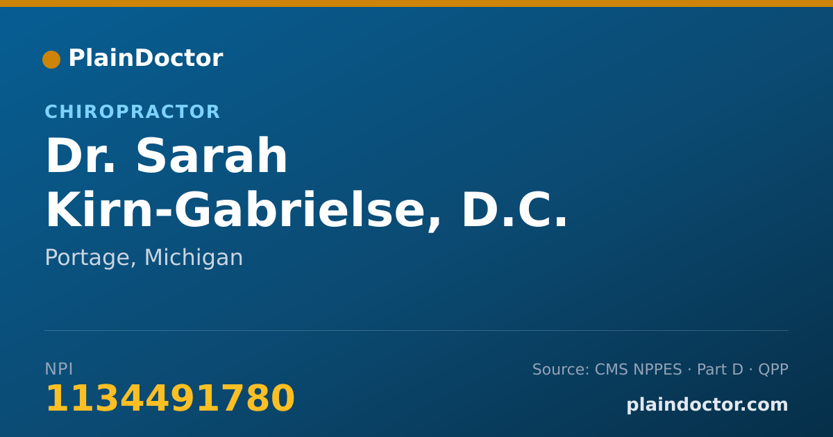 Shareable card for Sarah Kirn-Gabrielse, D.C. - Chiropractor, Portage, MI