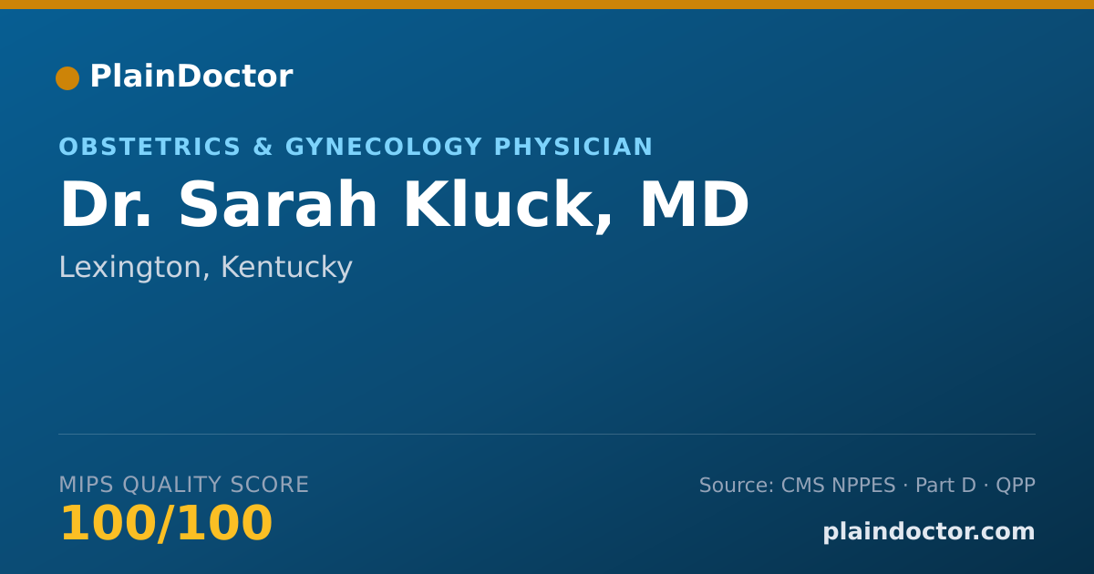 Shareable card for Sarah Kluck, MD - Obstetrics & Gynecology Physician, Lexington, KY