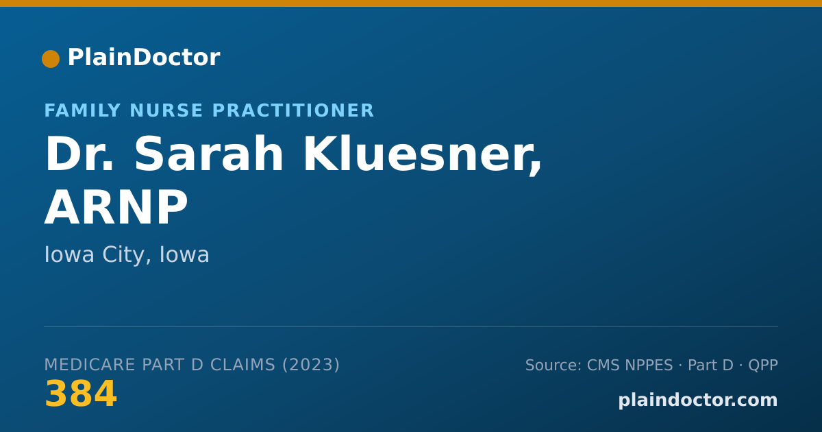 Shareable card for Sarah Kluesner, ARNP - Family Nurse Practitioner, Iowa City, IA