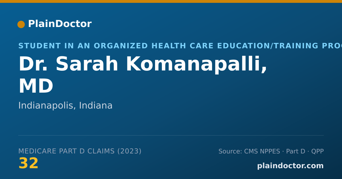 Shareable card for Sarah Komanapalli, MD - Student in an Organized Health Care Education/Training Program, Indianapolis, IN
