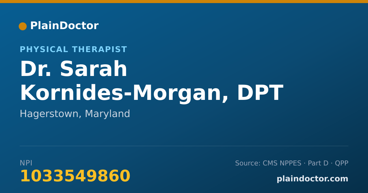 Shareable card for Sarah Kornides-Morgan, DPT - Physical Therapist, Hagerstown, MD