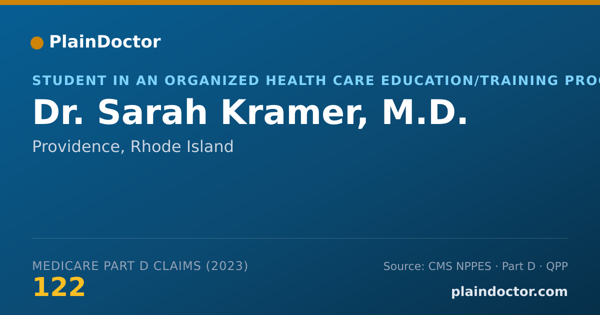 Shareable card for Sarah Kramer, M.D. - Student in an Organized Health Care Education/Training Program, Providence, RI