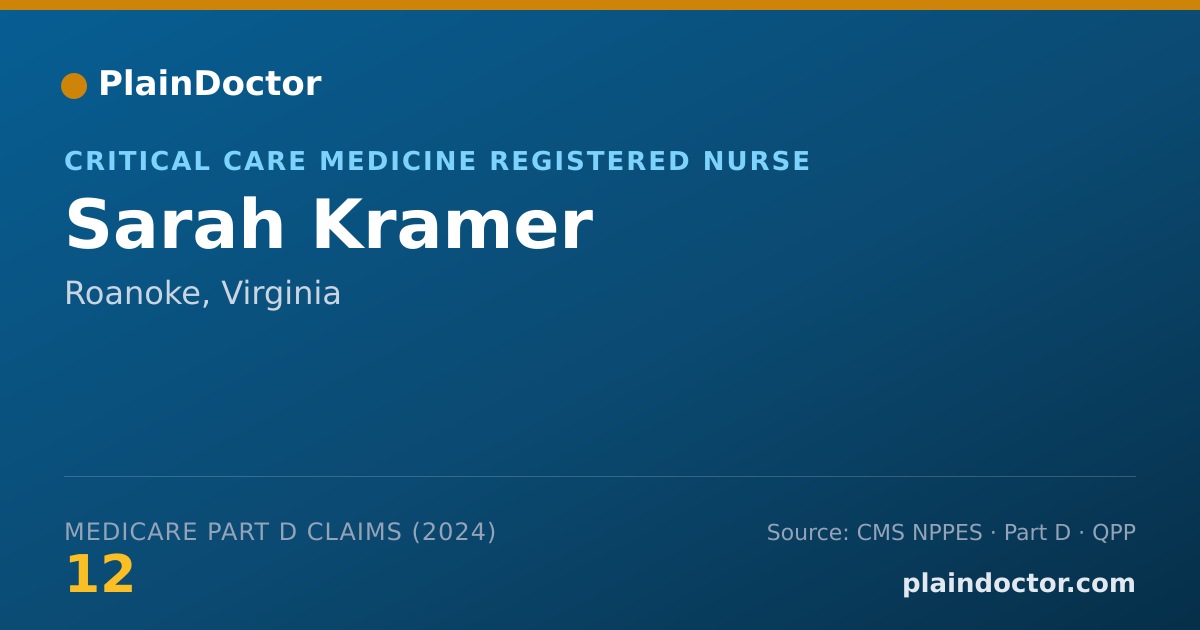 Shareable card for Sarah Kramer - Critical Care Medicine Registered Nurse, Roanoke, VA
