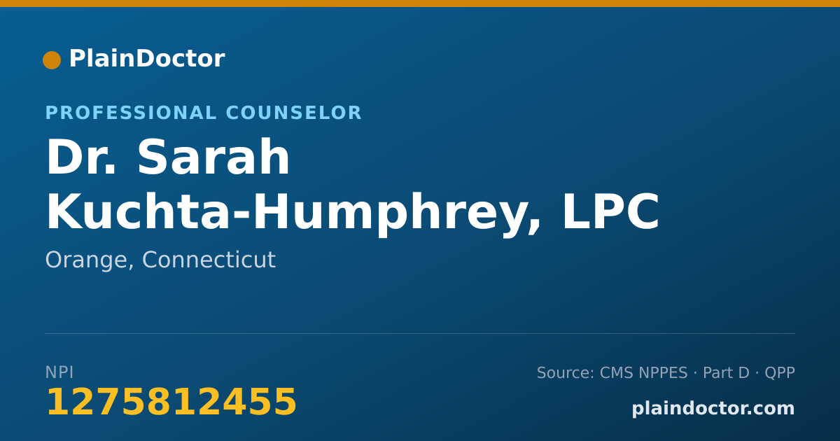 Shareable card for Sarah Kuchta-Humphrey, LPC - Professional Counselor, Orange, CT