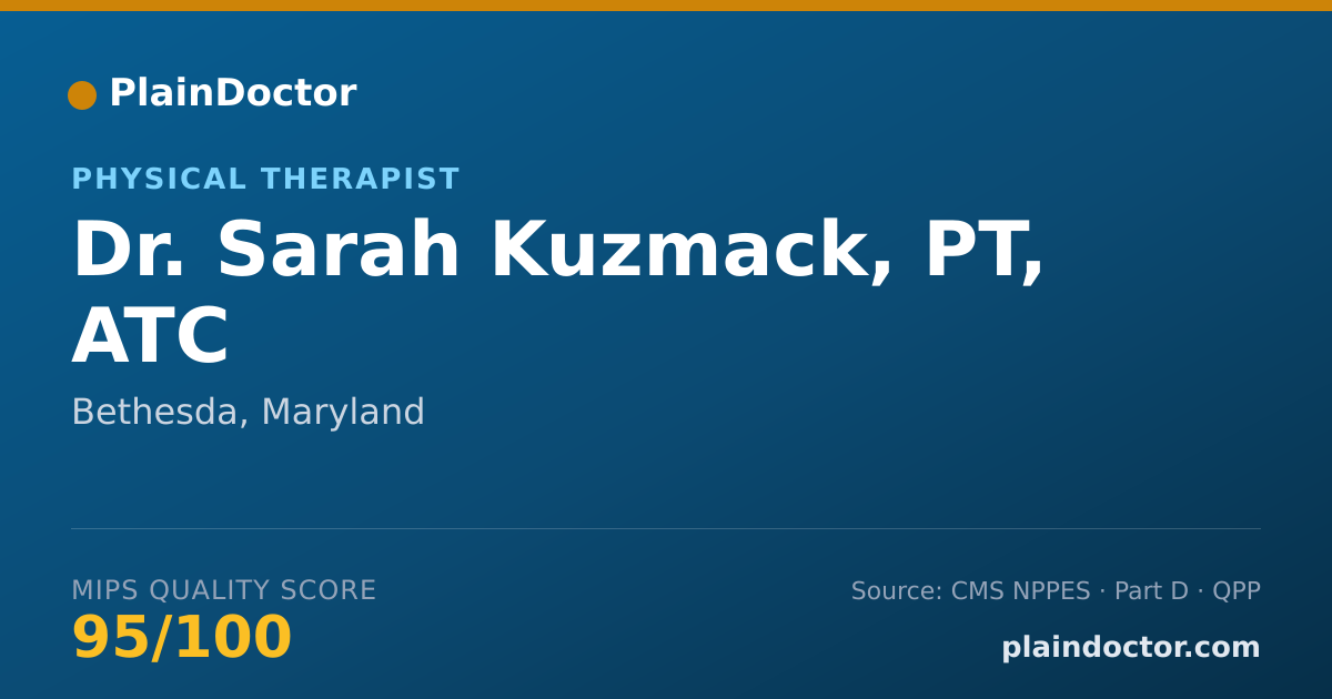 Shareable card for Sarah Kuzmack, PT, ATC - Physical Therapist, Bethesda, MD