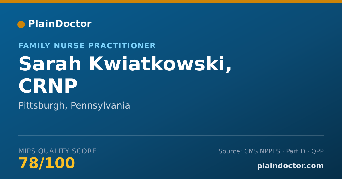 Shareable card for Sarah Kwiatkowski, CRNP - Family Nurse Practitioner, Pittsburgh, PA
