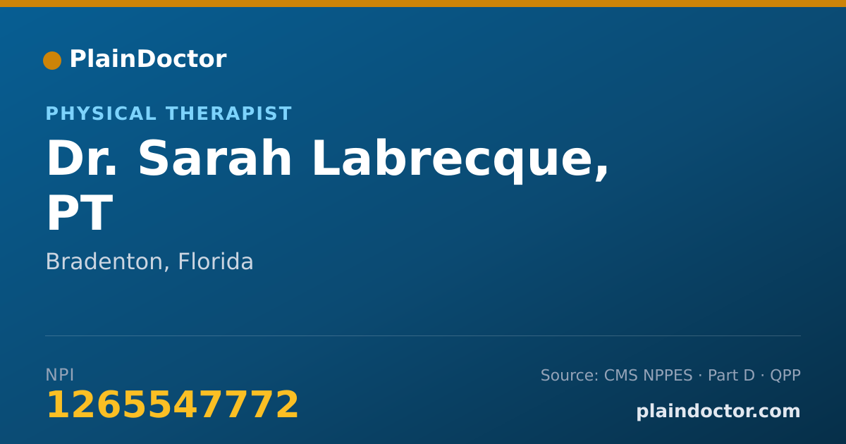 Shareable card for Sarah Labrecque, PT - Physical Therapist, Bradenton, FL