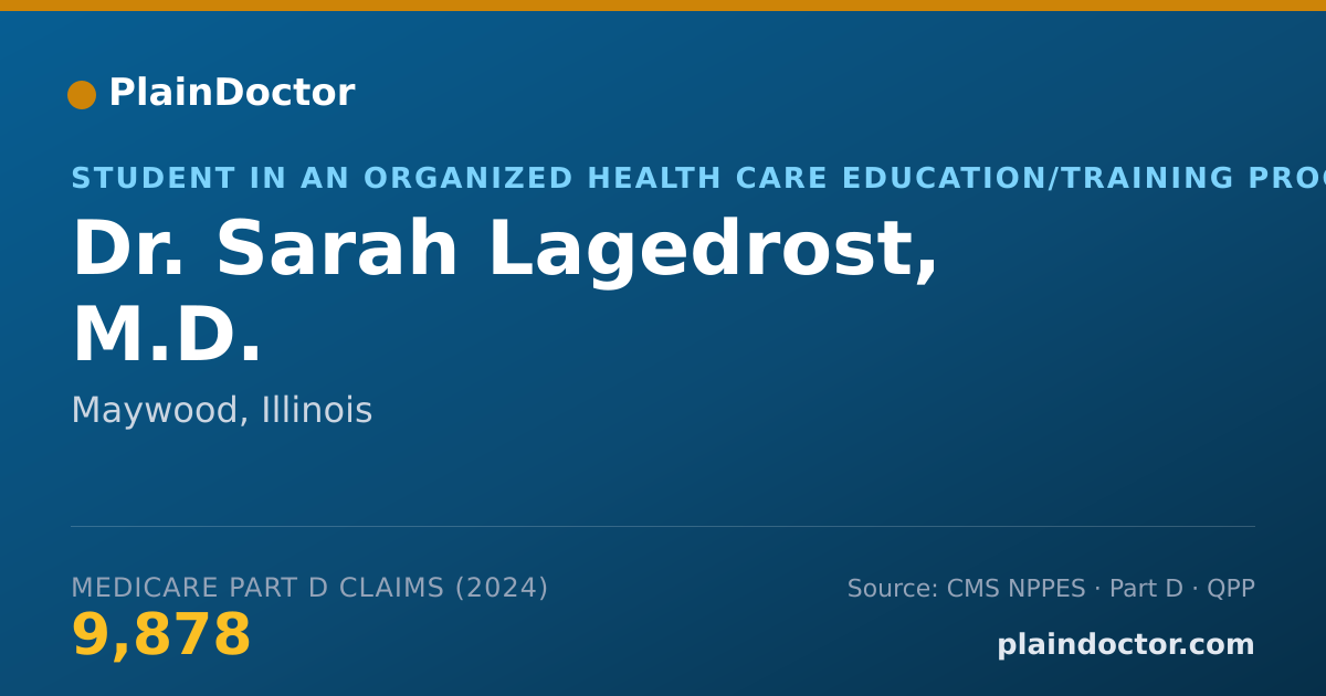 Shareable card for Sarah Lagedrost, M.D. - Student in an Organized Health Care Education/Training Program, Maywood, IL