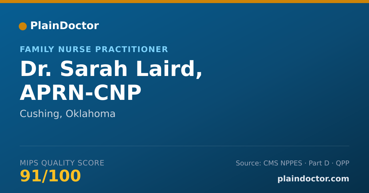 Shareable card for Sarah Laird, APRN-CNP - Family Nurse Practitioner, Cushing, OK