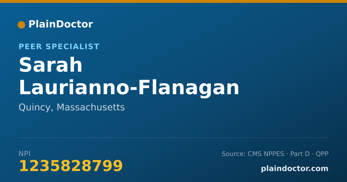 Shareable card for Sarah Laurianno-Flanagan - Peer Specialist, Quincy, MA