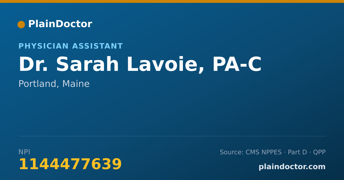 Shareable card for Sarah Lavoie, PA-C - Physician Assistant, Portland, ME
