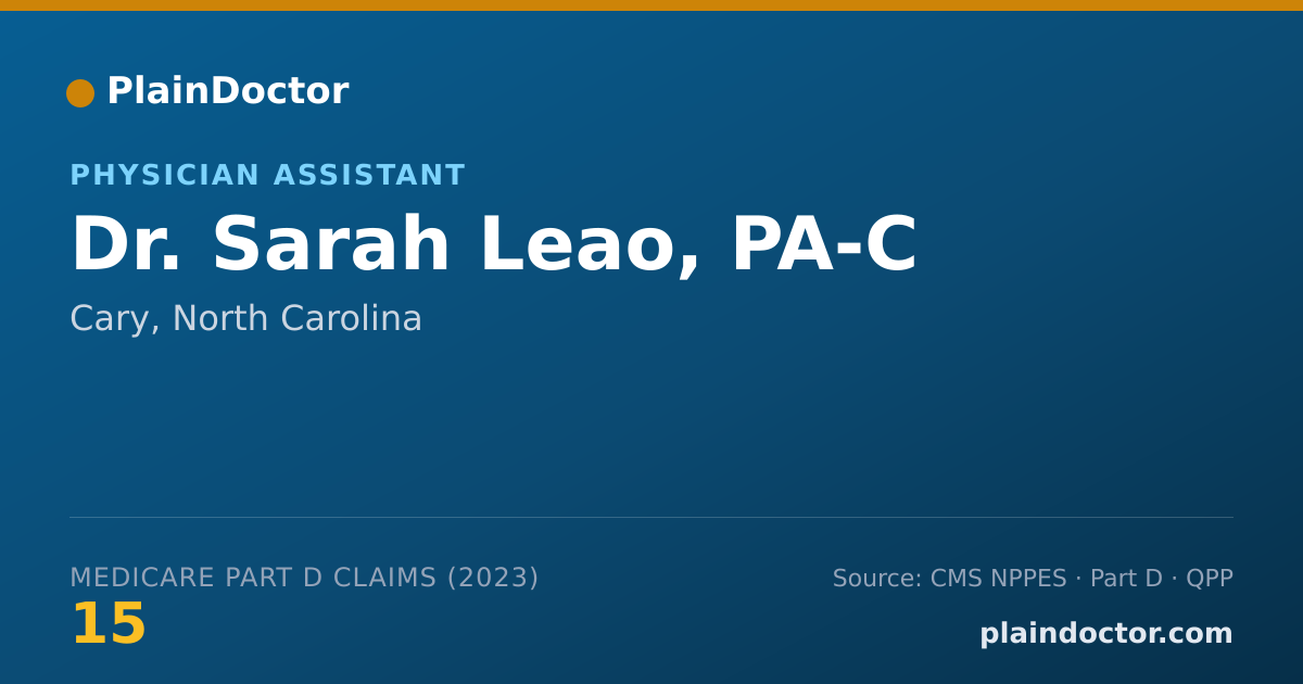 Shareable card for Sarah Leao, PA-C - Physician Assistant, Cary, NC