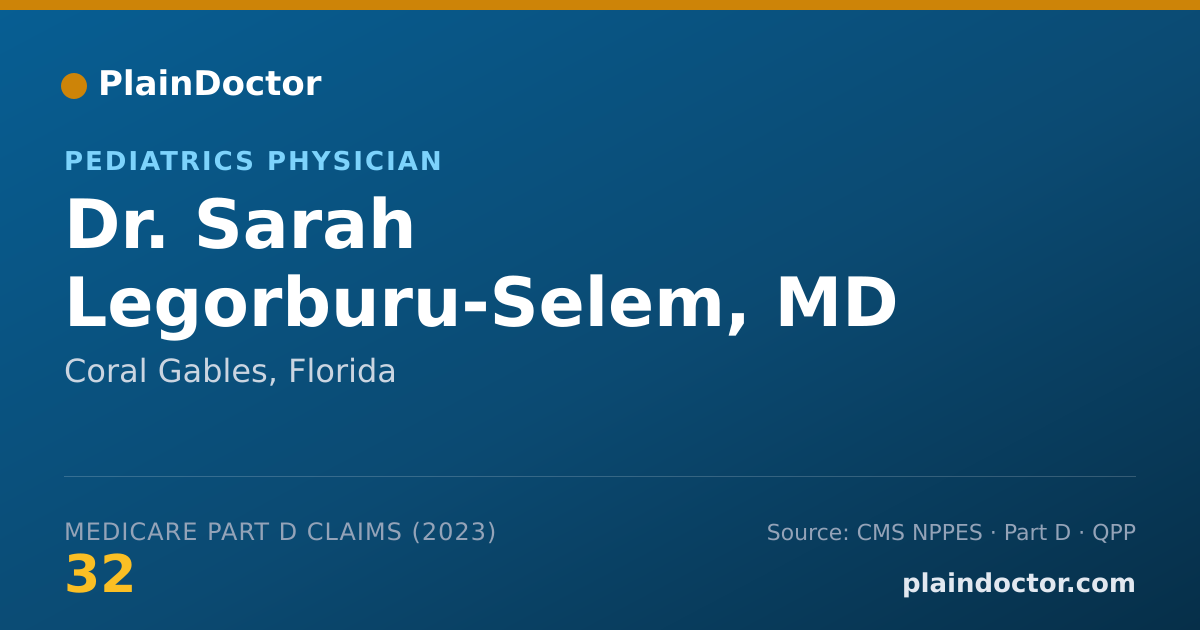 Shareable card for Sarah Legorburu-Selem, MD - Pediatrics Physician, Coral Gables, FL