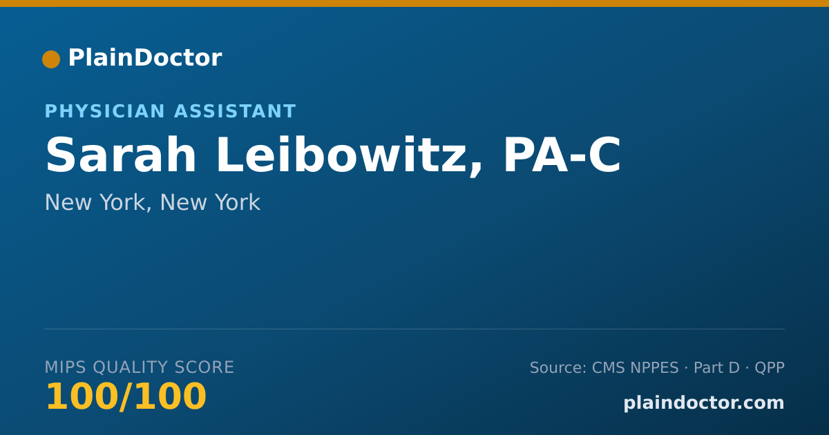 Shareable card for Sarah Leibowitz, PA-C - Physician Assistant, New York, NY
