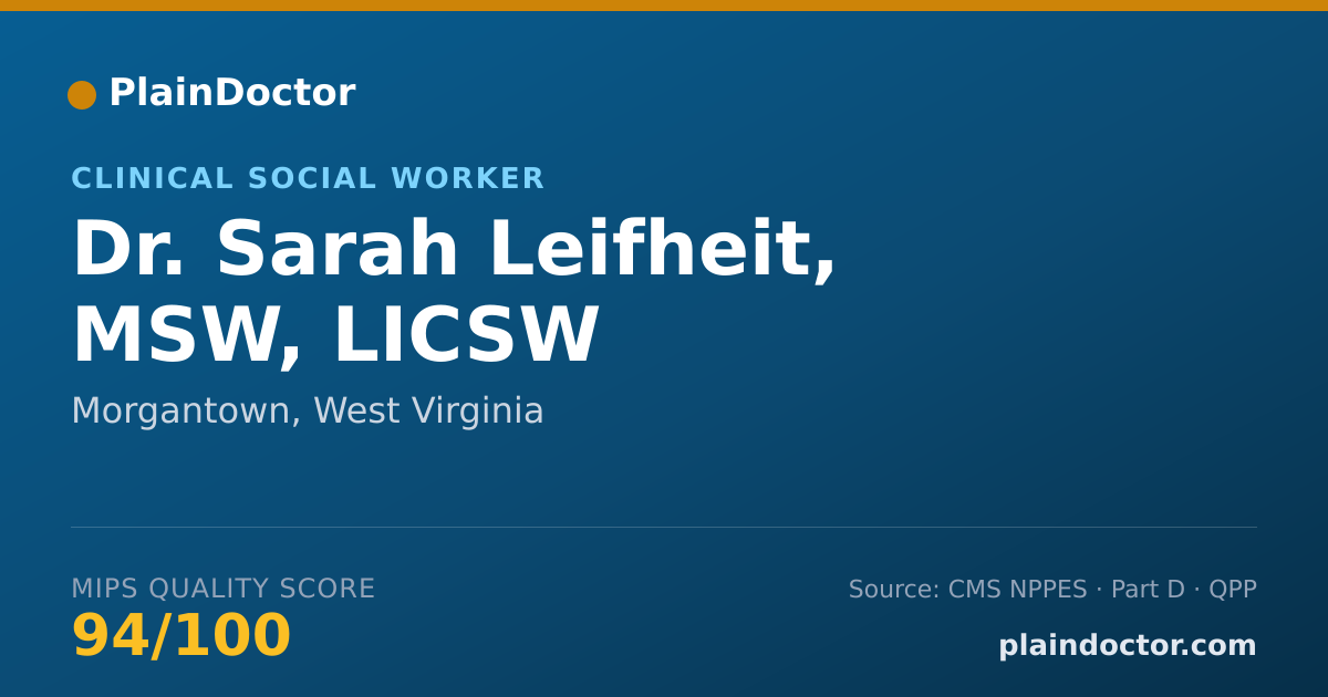 Shareable card for Sarah Leifheit, MSW, LICSW - Clinical Social Worker, Morgantown, WV