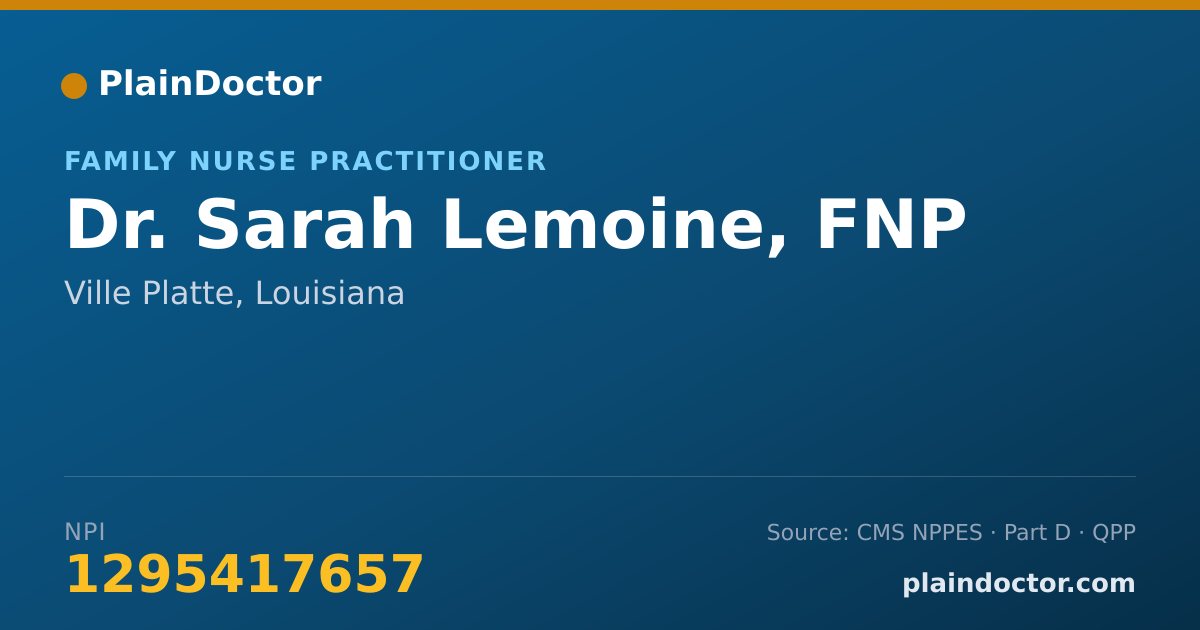 Shareable card for Sarah Lemoine, FNP - Family Nurse Practitioner, Ville Platte, LA
