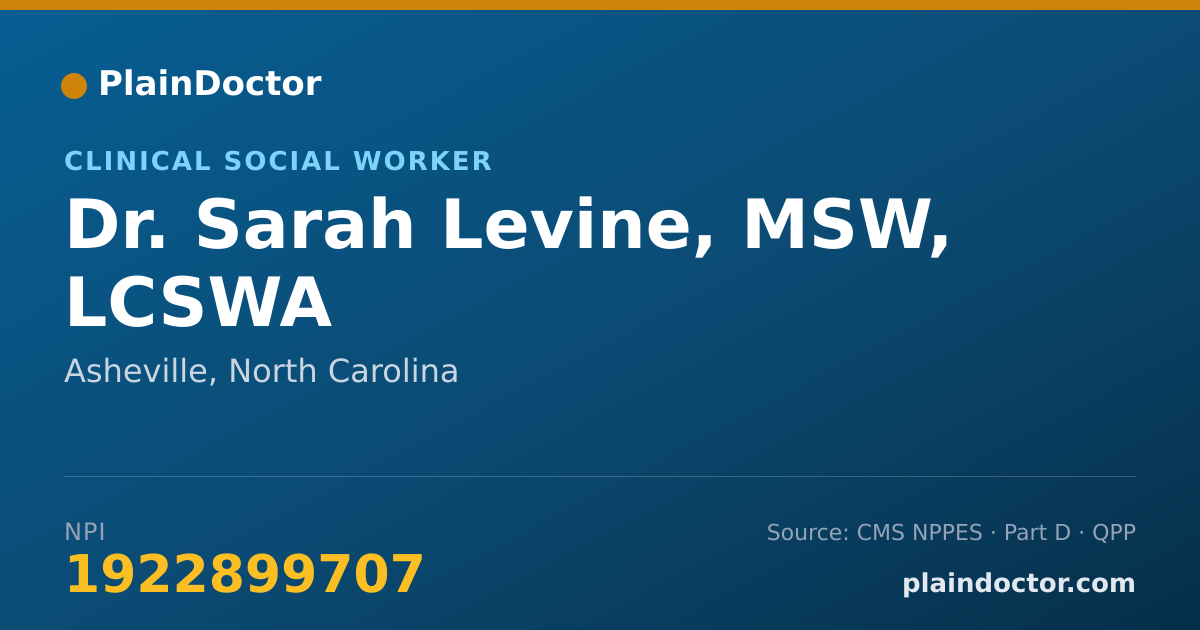 Shareable card for Sarah Levine, MSW, LCSWA - Clinical Social Worker, Asheville, NC