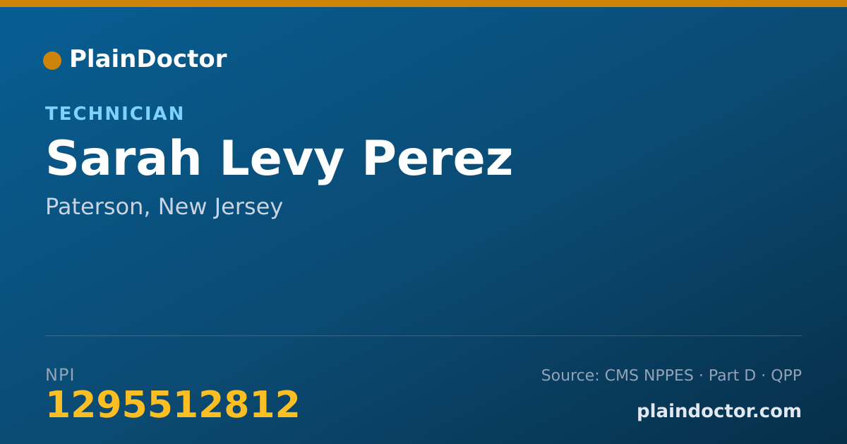 Shareable card for Sarah Levy Perez - Technician, Paterson, NJ