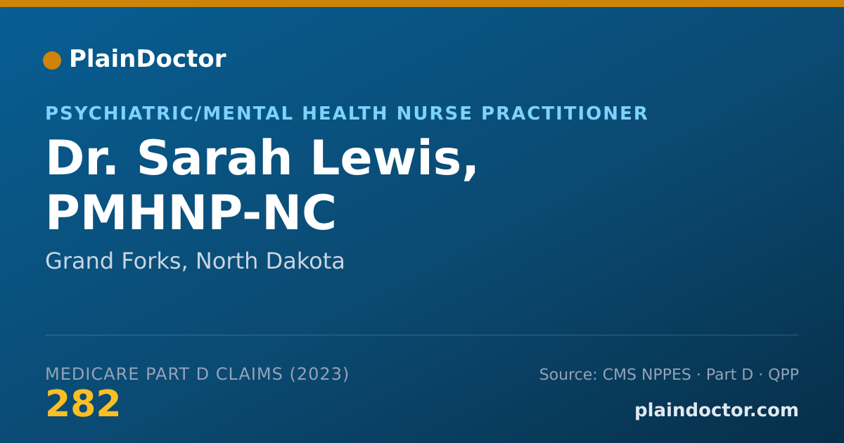 Shareable card for Sarah Lewis, PMHNP-NC - Psychiatric/Mental Health Nurse Practitioner, Grand Forks, ND