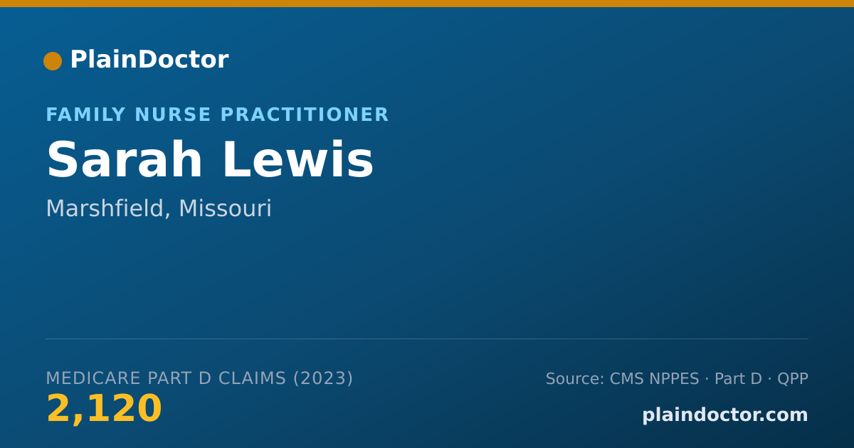 Shareable card for Sarah Lewis - Family Nurse Practitioner, Marshfield, MO