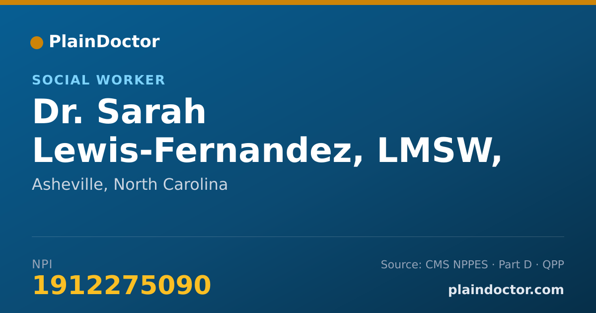 Shareable card for Sarah Lewis-Fernandez, LMSW, CASAC - Social Worker, Asheville, NC