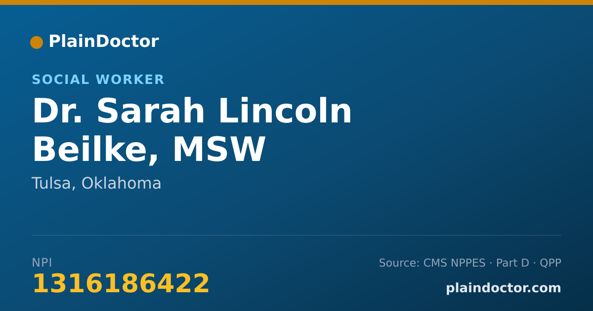 Shareable card for Sarah Lincoln Beilke, MSW - Social Worker, Tulsa, OK