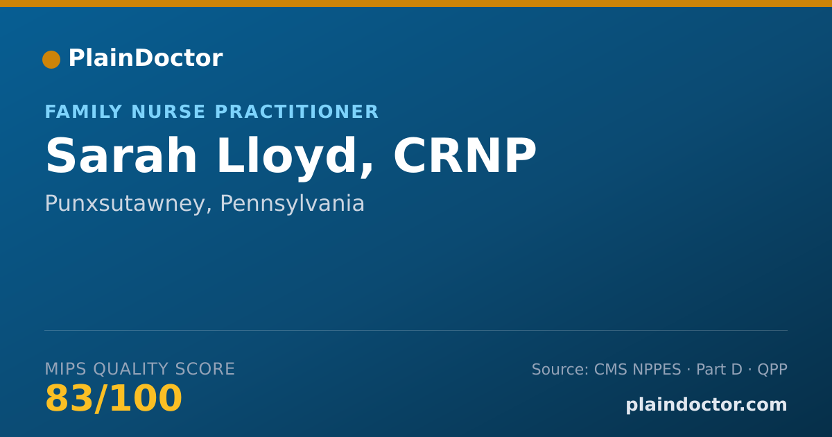 Shareable card for Sarah Lloyd, CRNP - Family Nurse Practitioner, Punxsutawney, PA