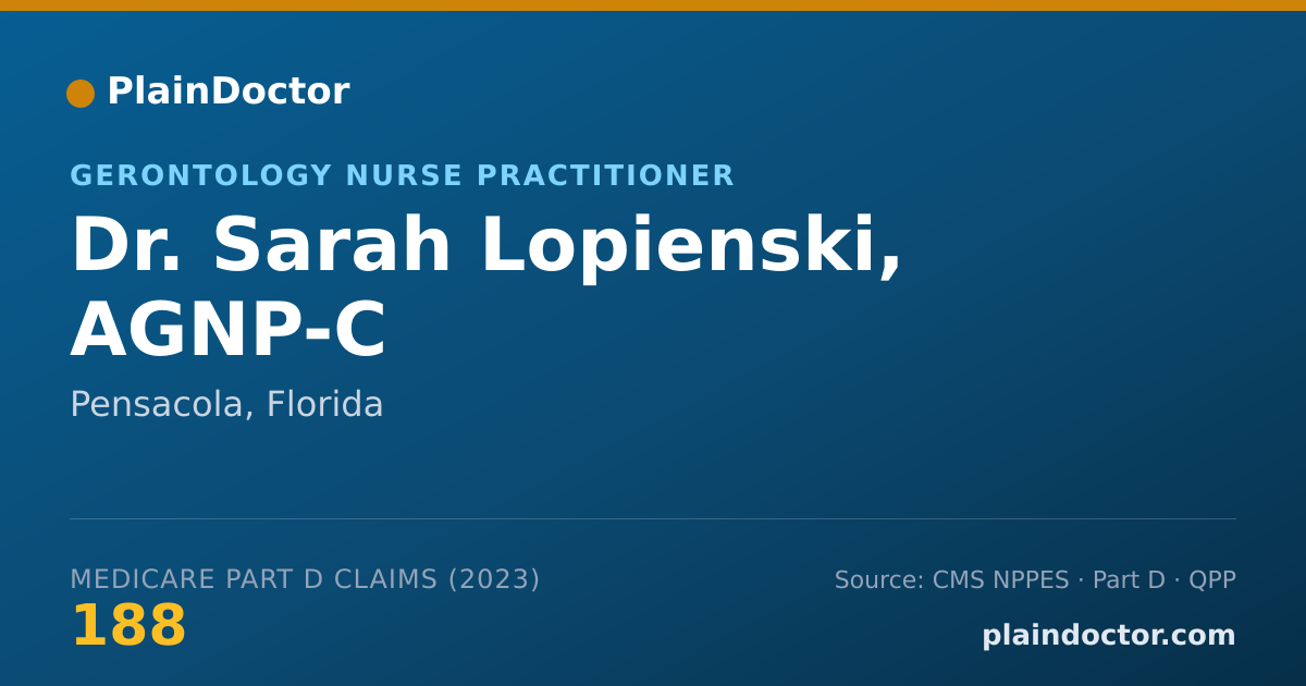 Shareable card for Sarah Lopienski, AGNP-C - Gerontology Nurse Practitioner, Pensacola, FL