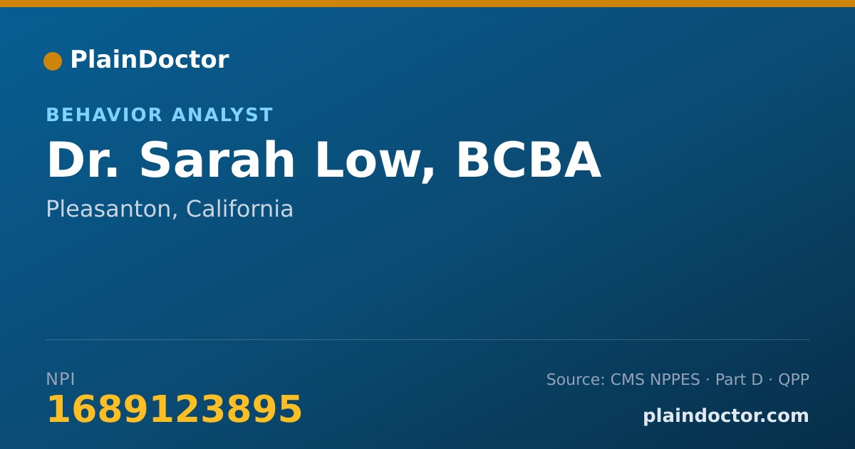 Shareable card for Sarah Low, BCBA - Behavior Analyst, Pleasanton, CA