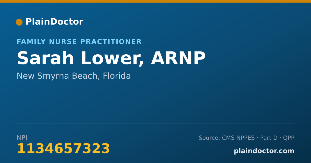 Shareable card for Sarah Lower, ARNP - Family Nurse Practitioner, New Smyrna Beach, FL