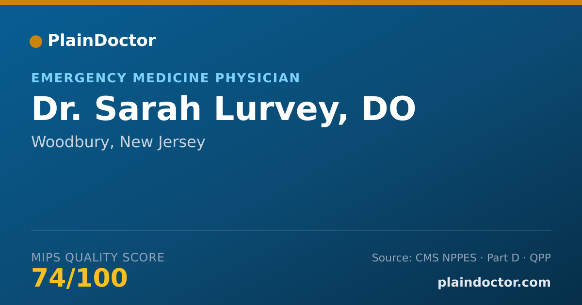 Shareable card for Sarah Lurvey, DO - Emergency Medicine Physician, Woodbury, NJ