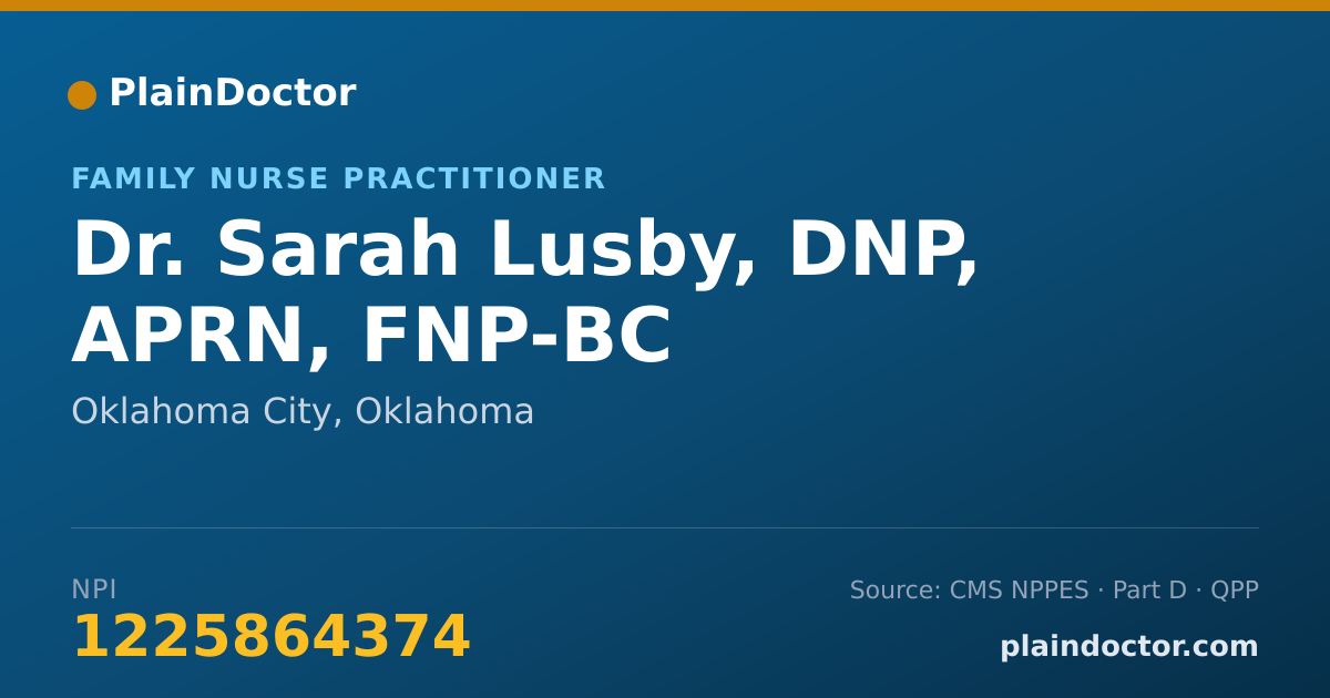 Shareable card for Sarah Lusby, DNP, APRN, FNP-BC - Family Nurse Practitioner, Oklahoma City, OK