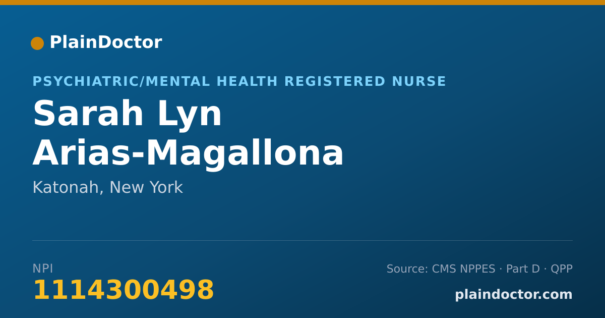 Shareable card for Sarah Lyn Arias-Magallona - Psychiatric/Mental Health Registered Nurse, Katonah, NY