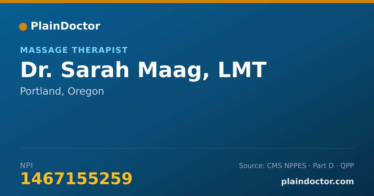 Shareable card for Sarah Maag, LMT - Massage Therapist, Portland, OR