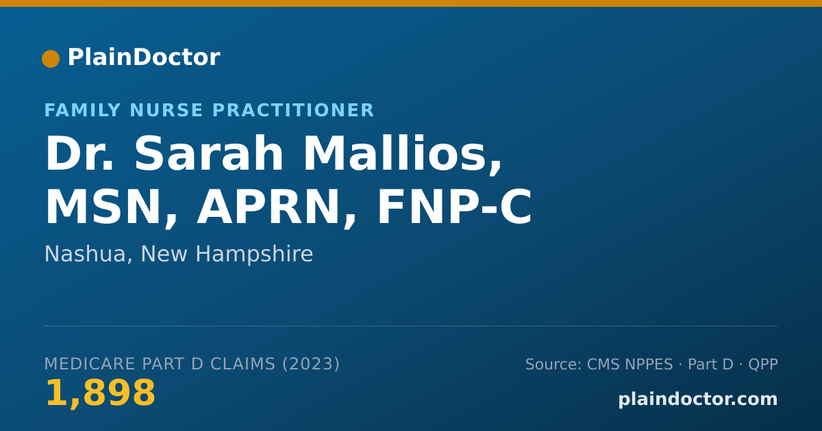 Shareable card for Sarah Mallios, MSN, APRN, FNP-C - Family Nurse Practitioner, Nashua, NH