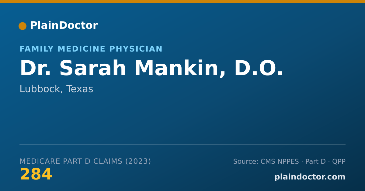 Shareable card for Sarah Mankin, D.O. - Family Medicine Physician, Lubbock, TX