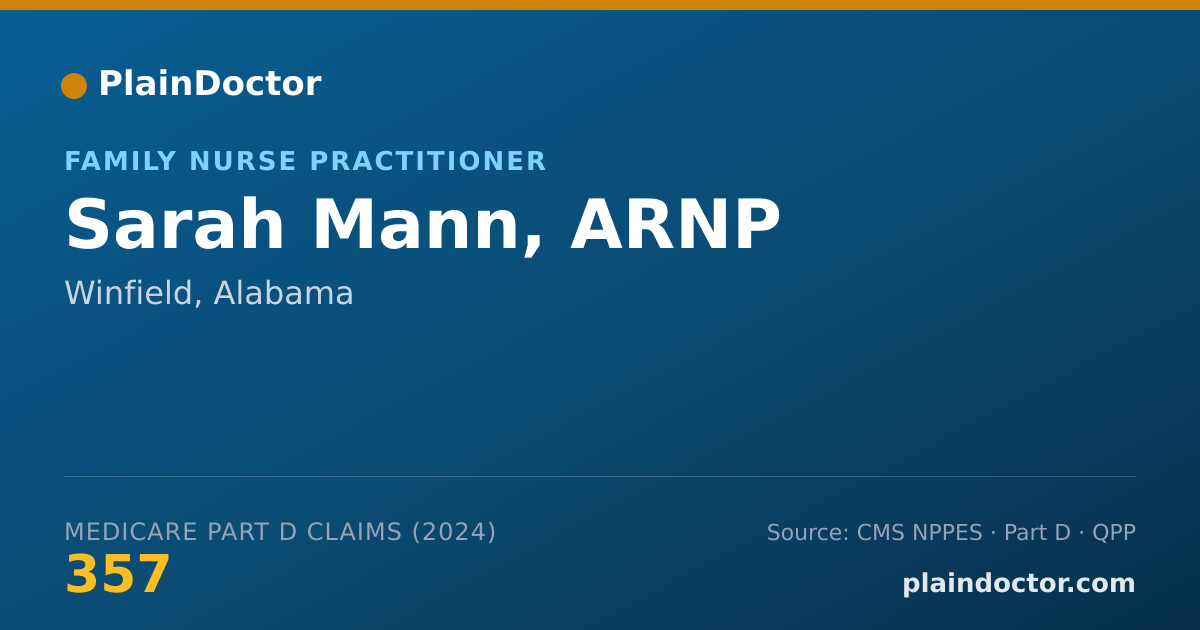 Shareable card for Sarah Mann, ARNP - Family Nurse Practitioner, Winfield, AL