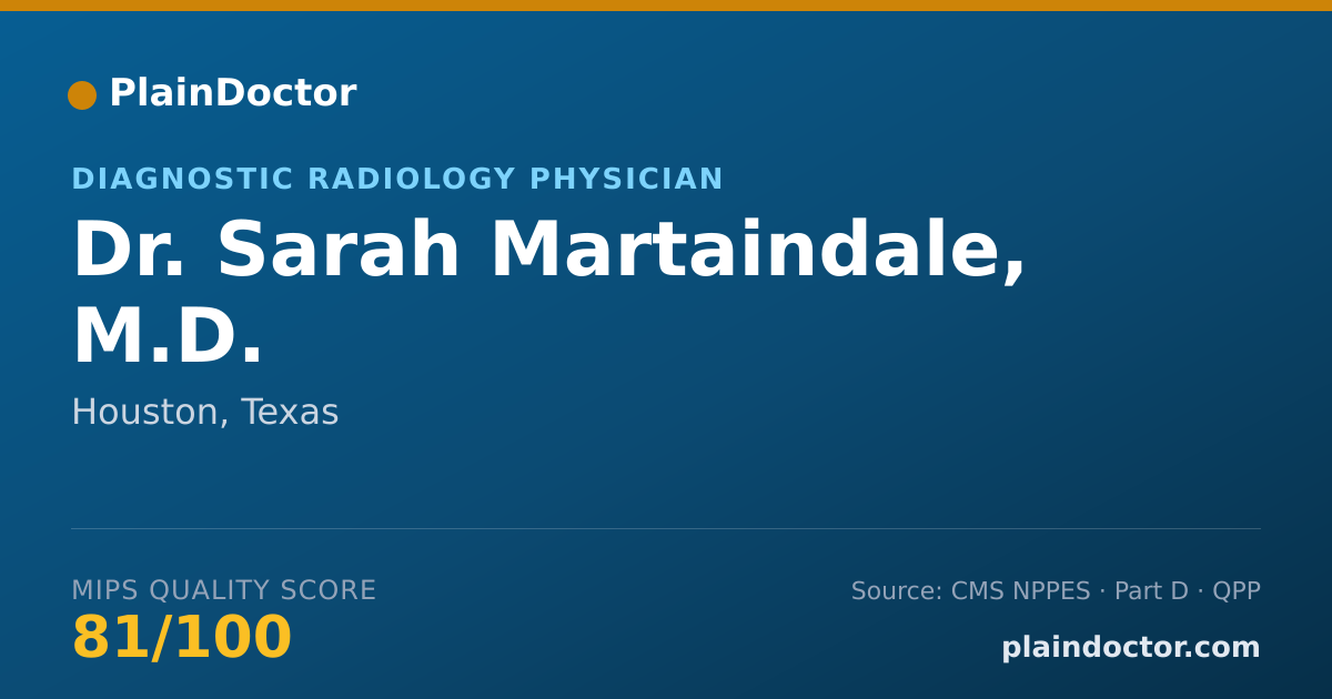 Shareable card for Sarah Martaindale, M.D. - Diagnostic Radiology Physician, Houston, TX