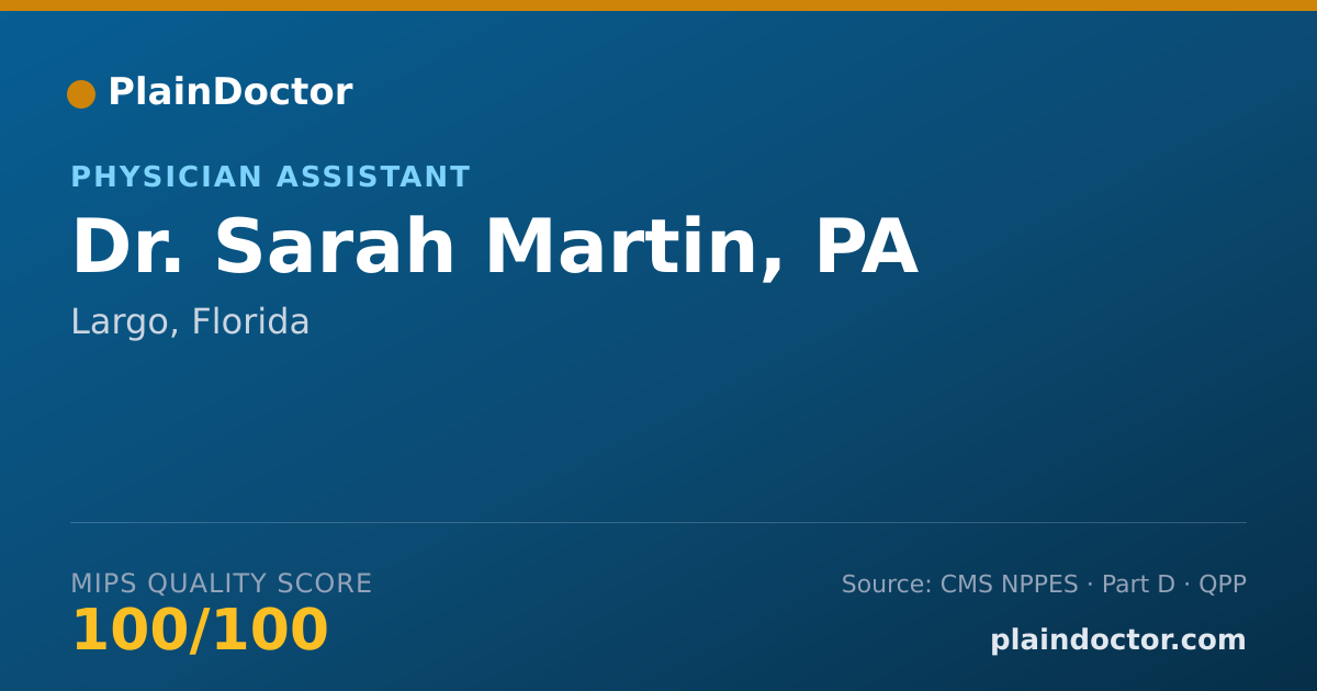 Shareable card for Sarah Martin, PA - Physician Assistant, Largo, FL