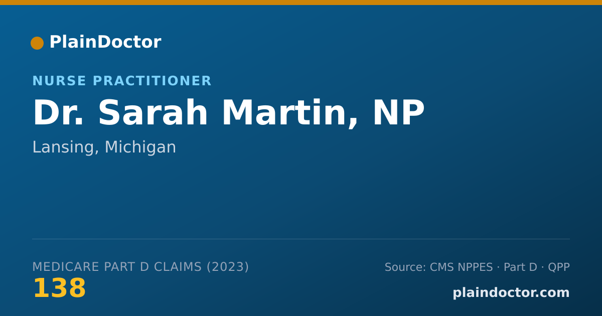 Shareable card for Sarah Martin, NP - Nurse Practitioner, Lansing, MI