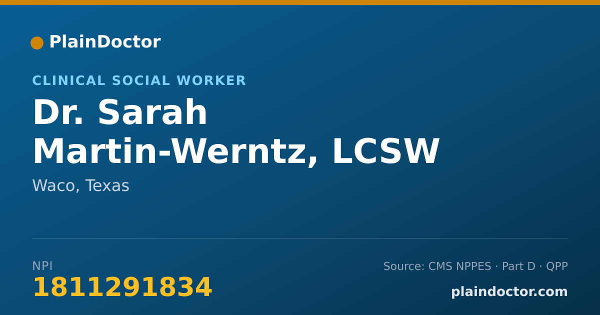 Shareable card for Sarah Martin-Werntz, LCSW - Clinical Social Worker, Waco, TX
