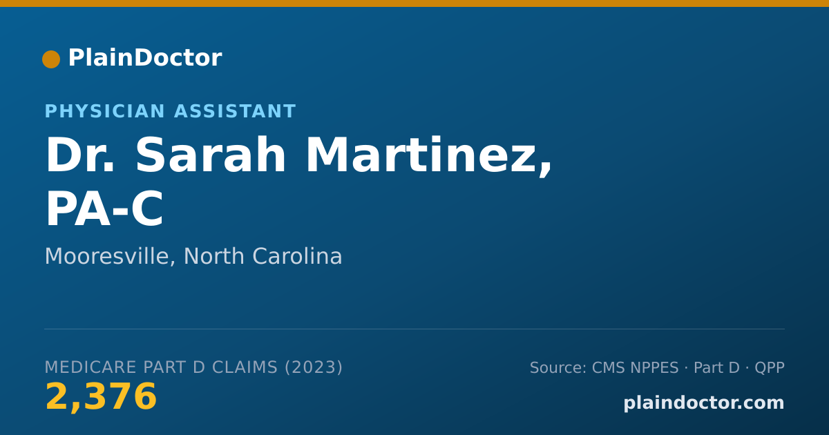 Shareable card for Sarah Martinez, PA-C - Physician Assistant, Mooresville, NC