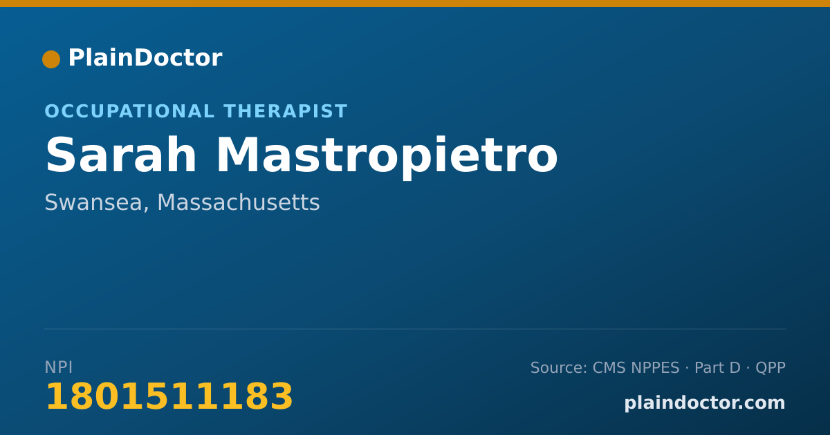 Shareable card for Sarah Mastropietro - Occupational Therapist, Swansea, MA