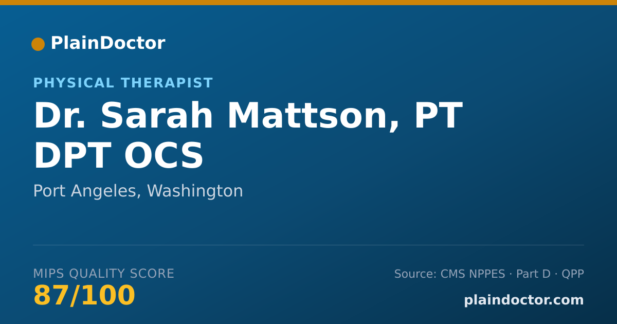 Shareable card for Sarah Mattson, PT DPT OCS - Physical Therapist, Port Angeles, WA