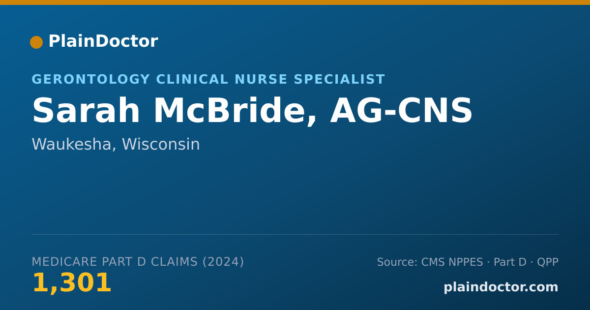 Shareable card for Sarah McBride, AG-CNS - Gerontology Clinical Nurse Specialist, Waukesha, WI