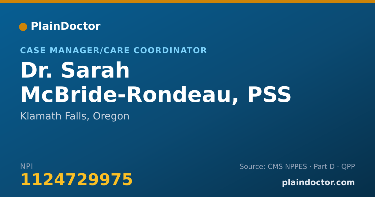 Shareable card for Sarah McBride-Rondeau, PSS - Case Manager/Care Coordinator, Klamath Falls, OR